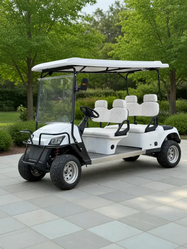 SDLANCH White 6-Passenger Extended Golf Cart with Off-Road Tires - Image 2