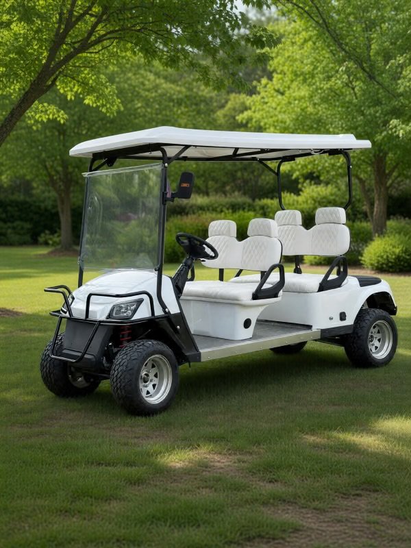 SDLANCH White 6-Passenger Extended Golf Cart with Off-Road Tires