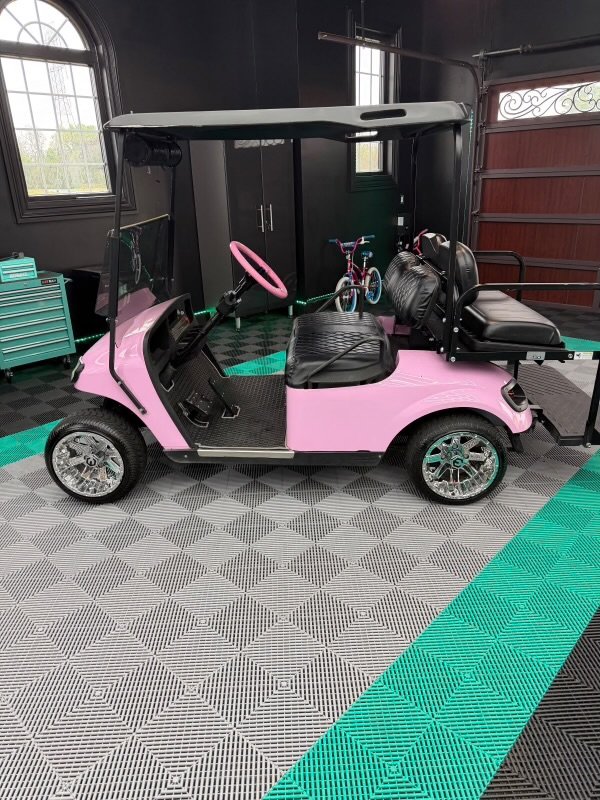 2022 Club Car Custom Golf Cart Pink 4-Seater with Canopy - Image 2
